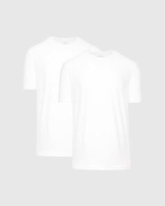 True ClassicAll White Active Crew 2-Pack against light gray background.