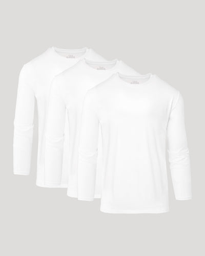 All White Active Long Sleeve Crew 3-Pack