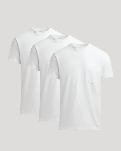All White Heavyweight Pocket Crew 3-Pack