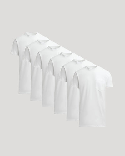 All White Tall Heavyweight Pocket Crew Neck 6-Pack