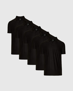 True ClassicAll Black Active Polo Short Sleeve 5-Pack