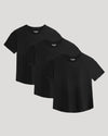 Boys' Classic Curved Hem Crew Neck 3-Pack T-shirts neatly arranged.