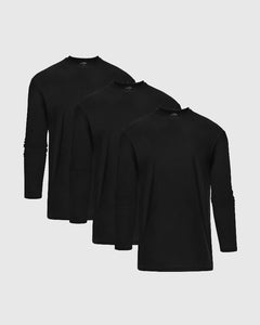 True ClassicAll Black Active Long Sleeve Crew 3-Pack