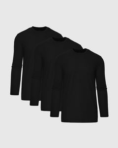 True ClassicAll Black Long Sleeve Crew T-Shirt 3-Pack