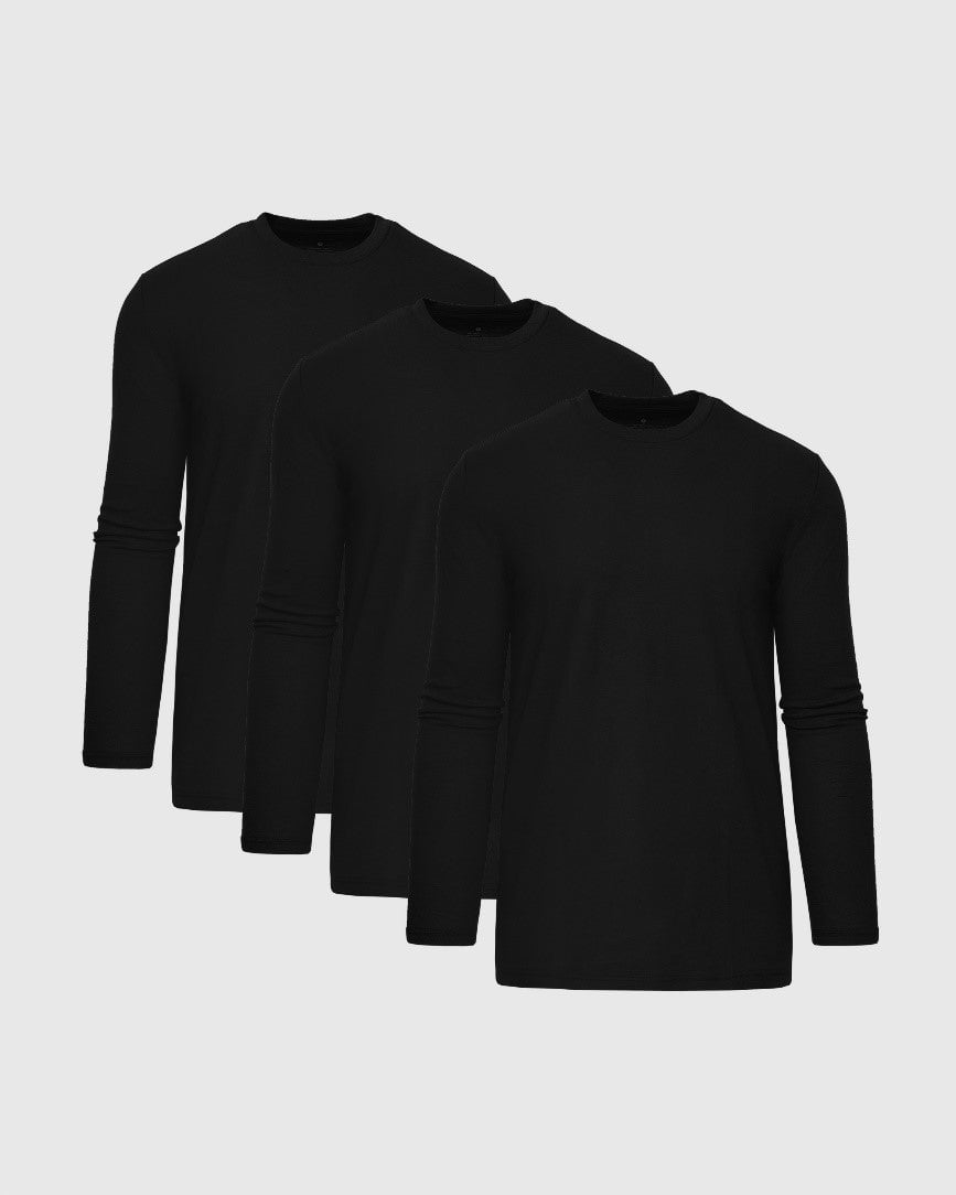 All Black Long Sleeve Crew T-Shirt 3-Pack