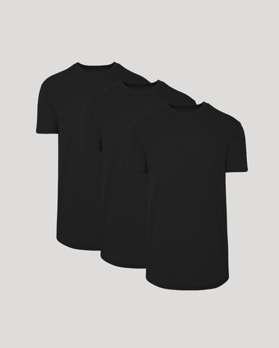 All Black Short Sleeve Tall Curved Hem Crew 3-Pack