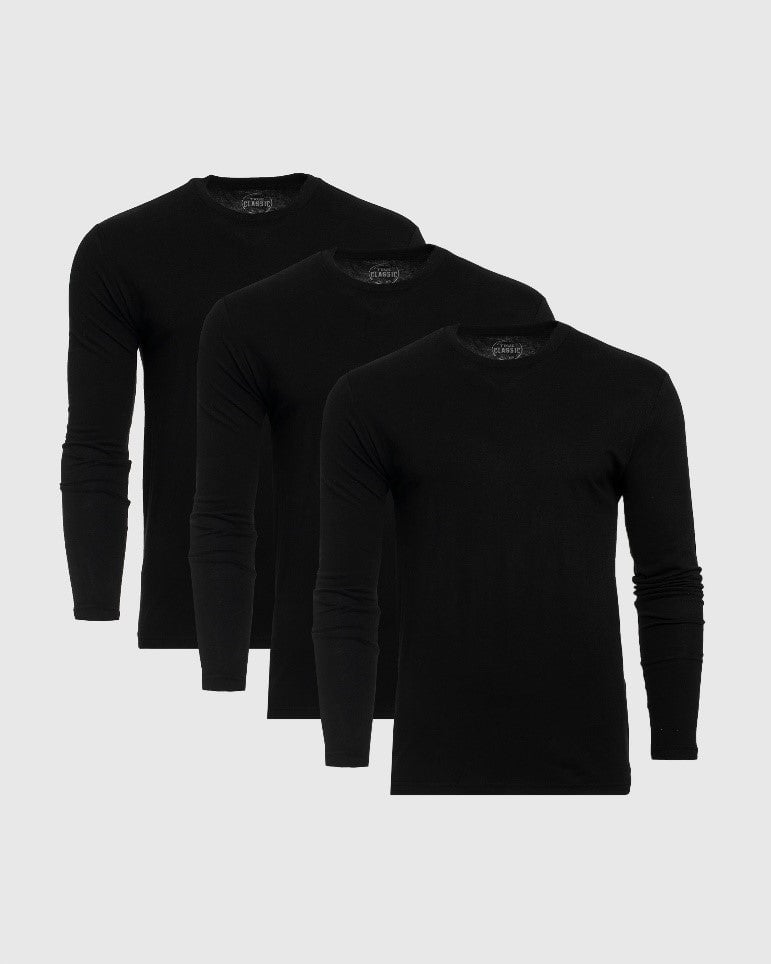 All Black Tall Long Sleeve Crew 3-Pack
