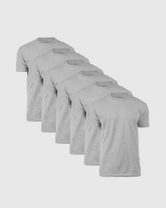 True ClassicPack de 6 camisetas cuello redondo mangas cortas gris jaspeado
