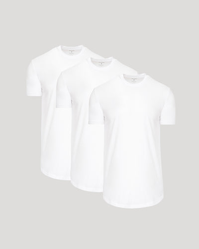 All White Short Sleeve Tall Curved Hem Crew 3-Pack