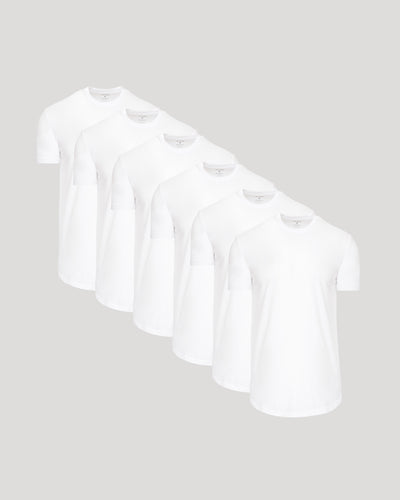 All White Short Sleeve Tall Curved Hem Crew 6-Pack