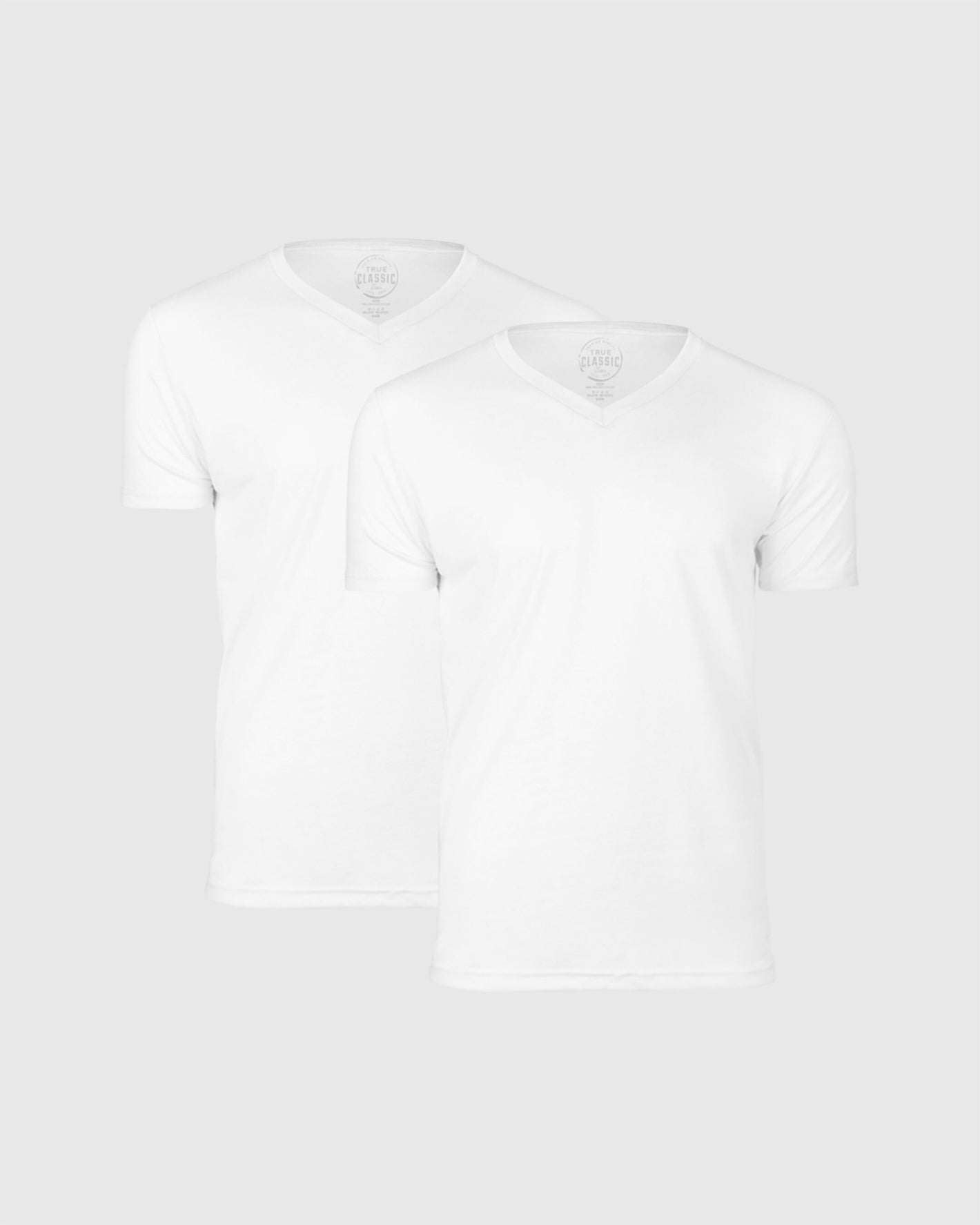 All White V-Neck 2-Pack laid on light-gray background.