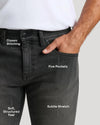 Gray Wash Slim Authentic Denim Jeans with classic stitching and five-pocket design.