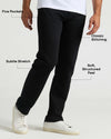 Black Wash Straight Authentic Denim Jeans with features like subtle stretch and classic stitching.