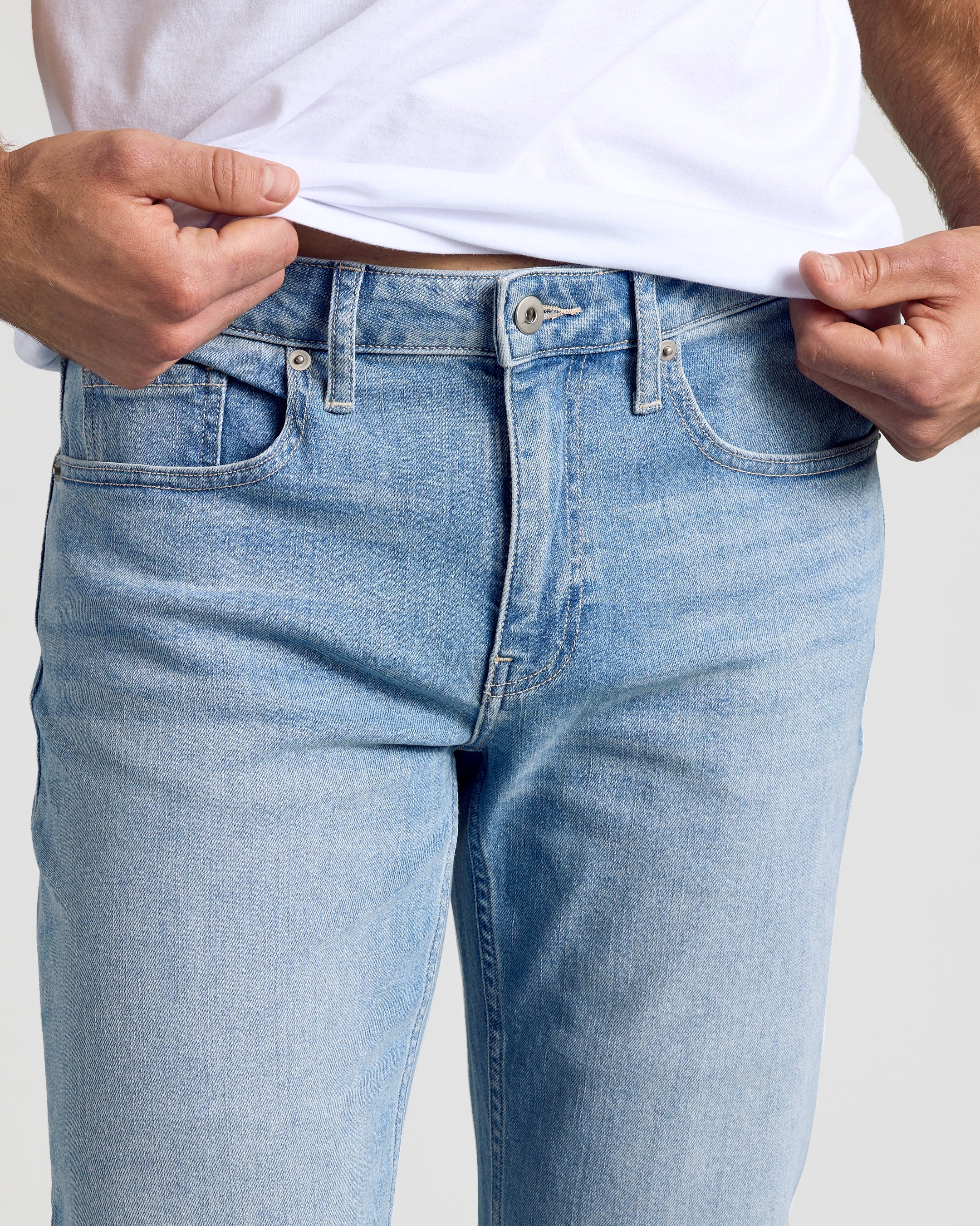 Light Indigo Wash Straight Authentic Denim Jeans | Light Indigo