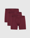 Burgundy Boxer Briefs 3-Pack neatly arranged, showcasing soft fabric and supportive design.