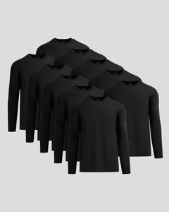 True ClassicBlack Classic Long Sleeve Crew Neck 10-Pack arranged on light gray background.