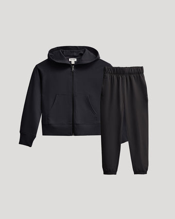 Girls Black Cropped Zip Hoodie & Relaxed Joggers 2-Pack - True Classic