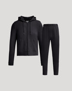 Womens Black Crop Zip Hoodie & Relaxed Jogger 2-Pack