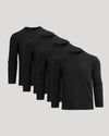 Black Heavyweight Long Sleeve Pocket Crew 4-Pack arranged on light gray backdrop.