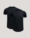Black Premium Pima Crew Curved Hem 2-Pack featuring short sleeves and curved hems.