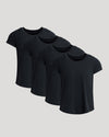 Women's Black Slub Scoop Neck Tee 4-Pack arranged in staggered line.