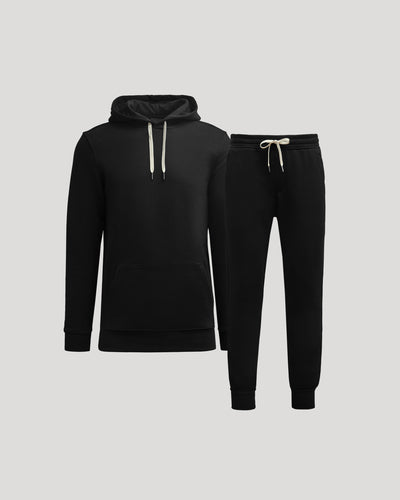 Sudadera con capucha y pantalones deportivos negros de polar alto (paquete de 2)