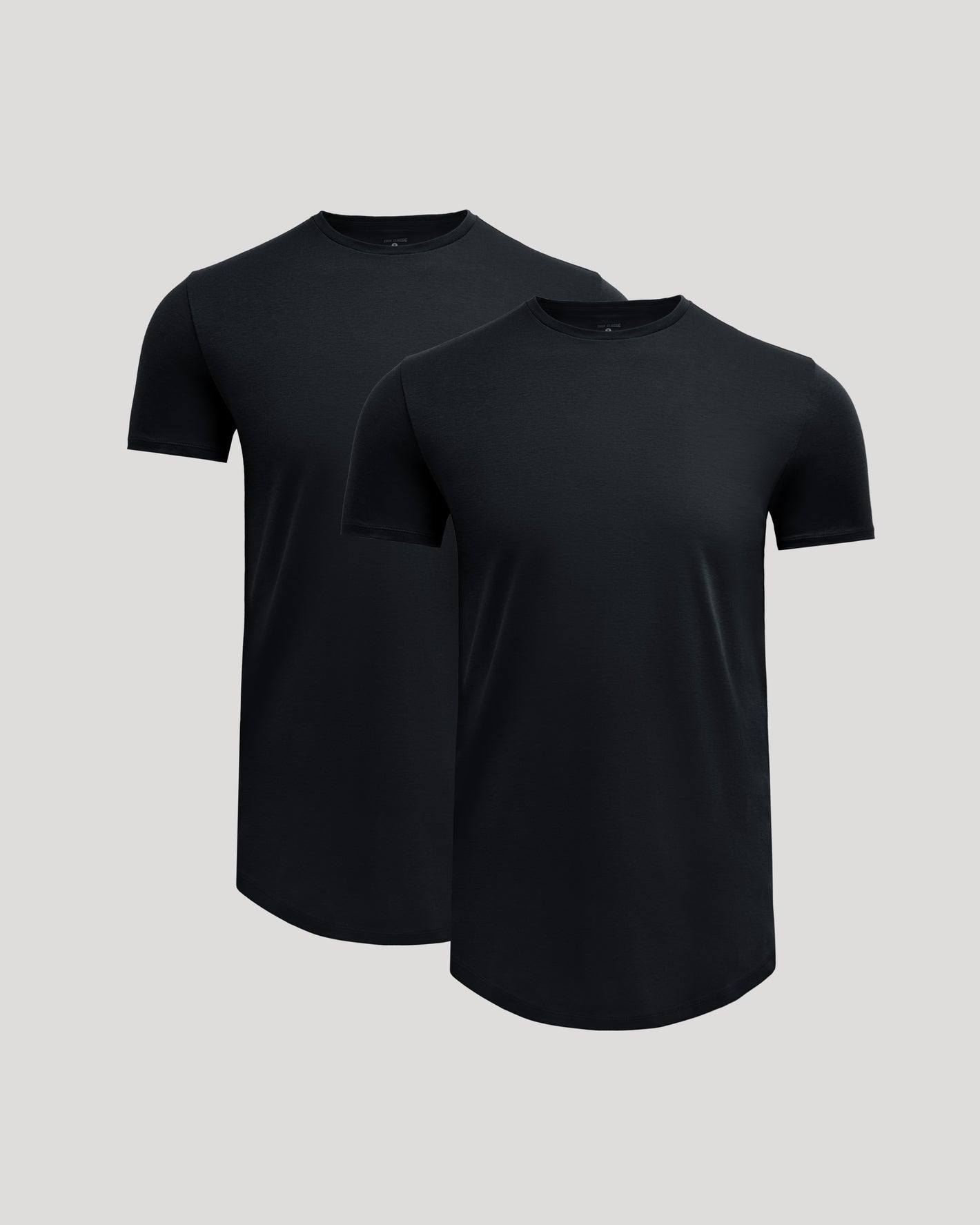 Black Tall Premium Pima Crew Curved Hem 2-Pack on light gray background.