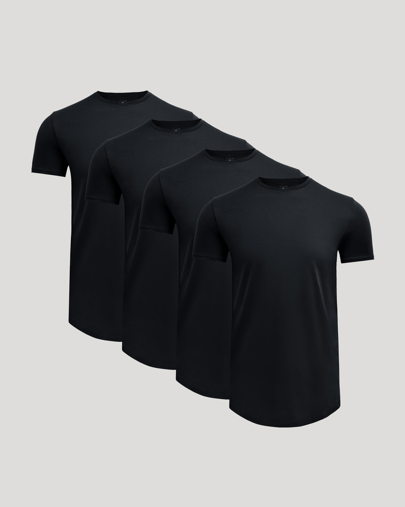 Black Tall Premium Pima Crew Curved Hem 4-Pack, short-sleeve, crew-neck T-shirts.