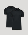 Black Tall Premium Pima Polo 2-Pack, featuring classic collars and three-button plackets.