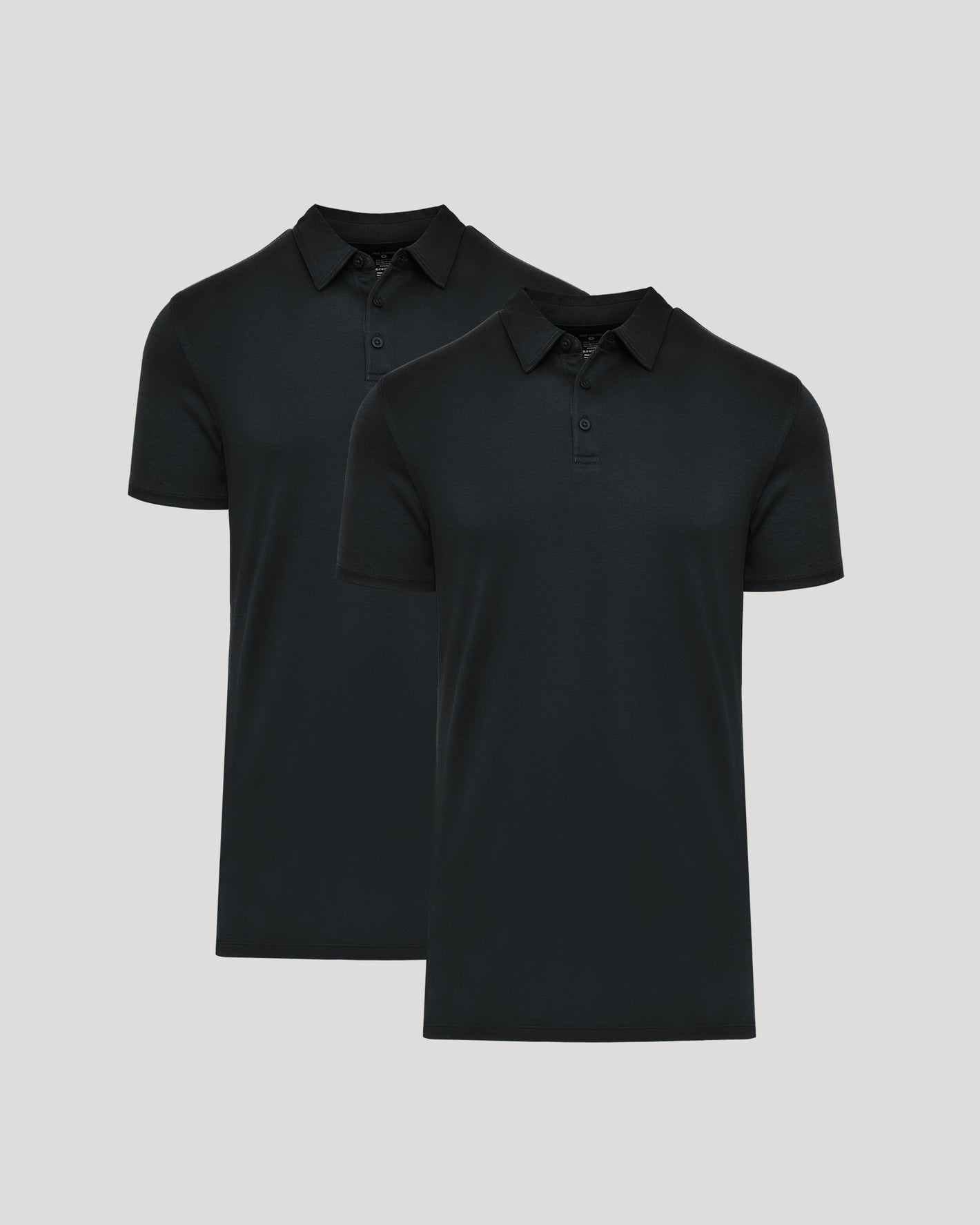 Black Tall Premium Pima Polo 2-Pack, featuring classic collars and three-button plackets.
