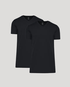 True ClassicBlack Tall Premium Pima V-Neck 2-Pack, extra length, tailored fit.