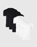 Camiseta negra y blanca con cuello en V – Pack de 6