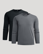Black & Carbon Premium Pima Long Sleeve Crew 2-Pack