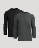 Black & Carbon Tall Heavyweight Long Sleeve Pocket Crew 2-Pack