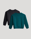 Girls Black & Deep Emerald Slouch Pullover Crew 2-Pack displayed side-by-side.