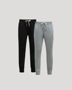 True ClassicTall Fleece French Terry Joggers 2-Pack with elastic waist, cuffed ankles.