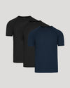 Black & Navy Active Mesh Crew 3-Pack overlapping waffle-knit T-shirts.