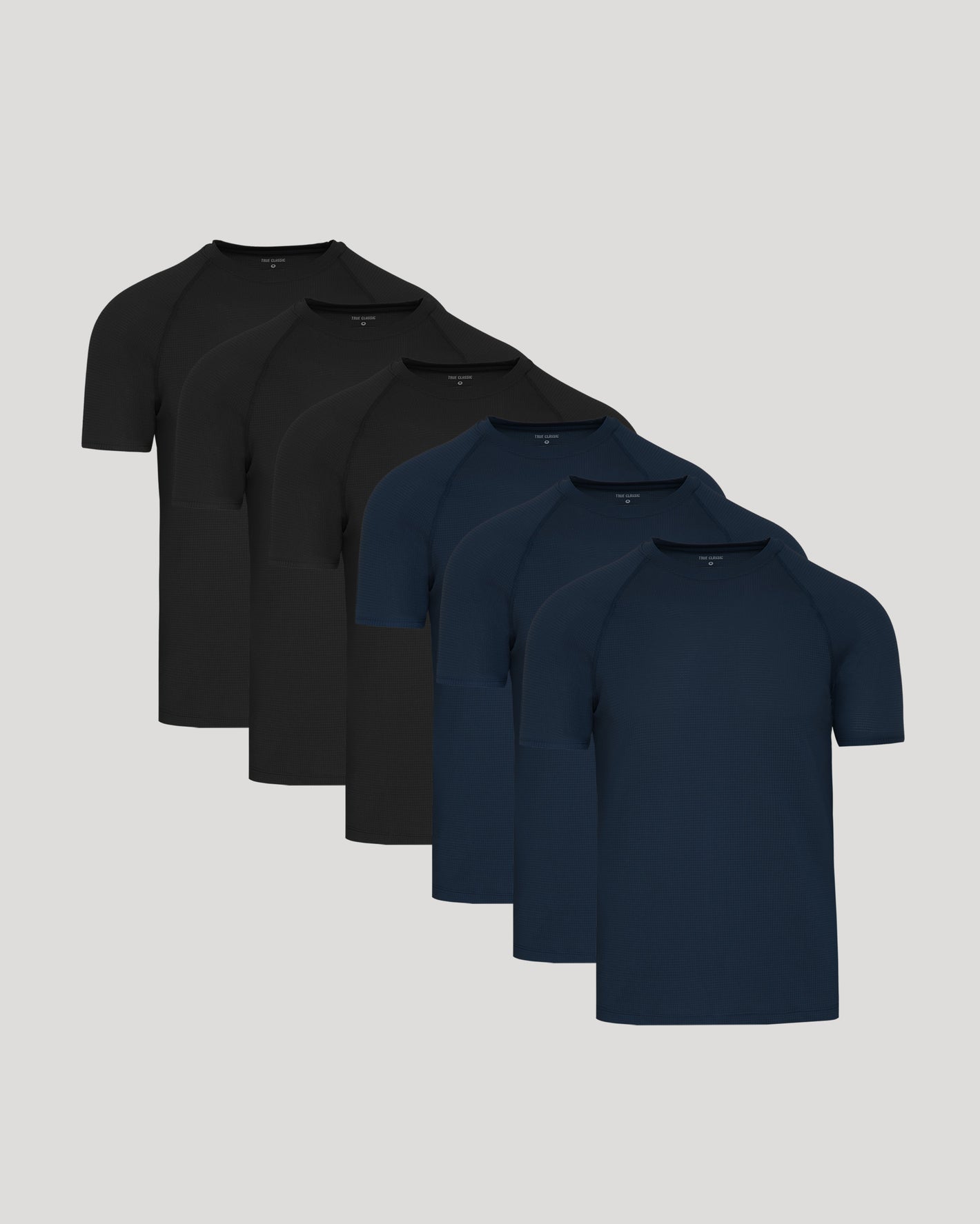 Black & Navy Active Mesh Crew 6-Pack of men's short-sleeve tees.
