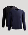 Black & Navy Dressy V-Neck Sweater 2-Pack layered, showcasing elegant knit design.