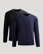 Black & Navy Dressy V-Neck Sweater 2-Pack