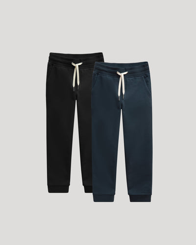 Boys' Black & Navy Fleece Joggers 2-Pack