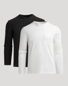 Black & White Heavyweight Long Sleeve Pocket Crew 2-Pack displayed.