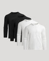 Black & White Heavyweight Long Sleeve Pocket Crew 4-Pack displayed side by side.