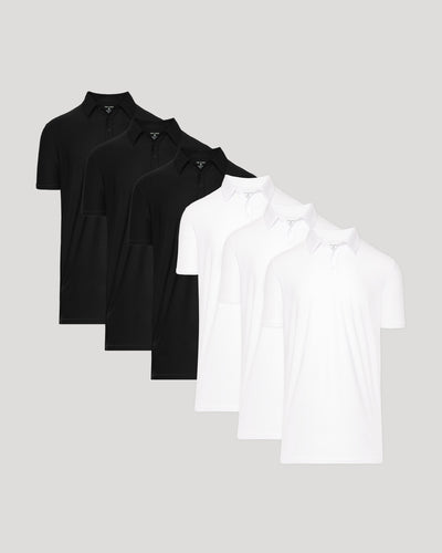 Black & White Tall Active Polo 6-Pack
