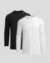 Black & White Tall Heavyweight Long Sleeve Pocket Crew 2-Pack displayed.