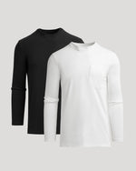 Black & White Tall Heavyweight Long Sleeve Pocket Crew 2-Pack