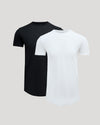 Black & White Tall Premium Pima Crew Curved Hem 2-Pack T-shirts displayed.