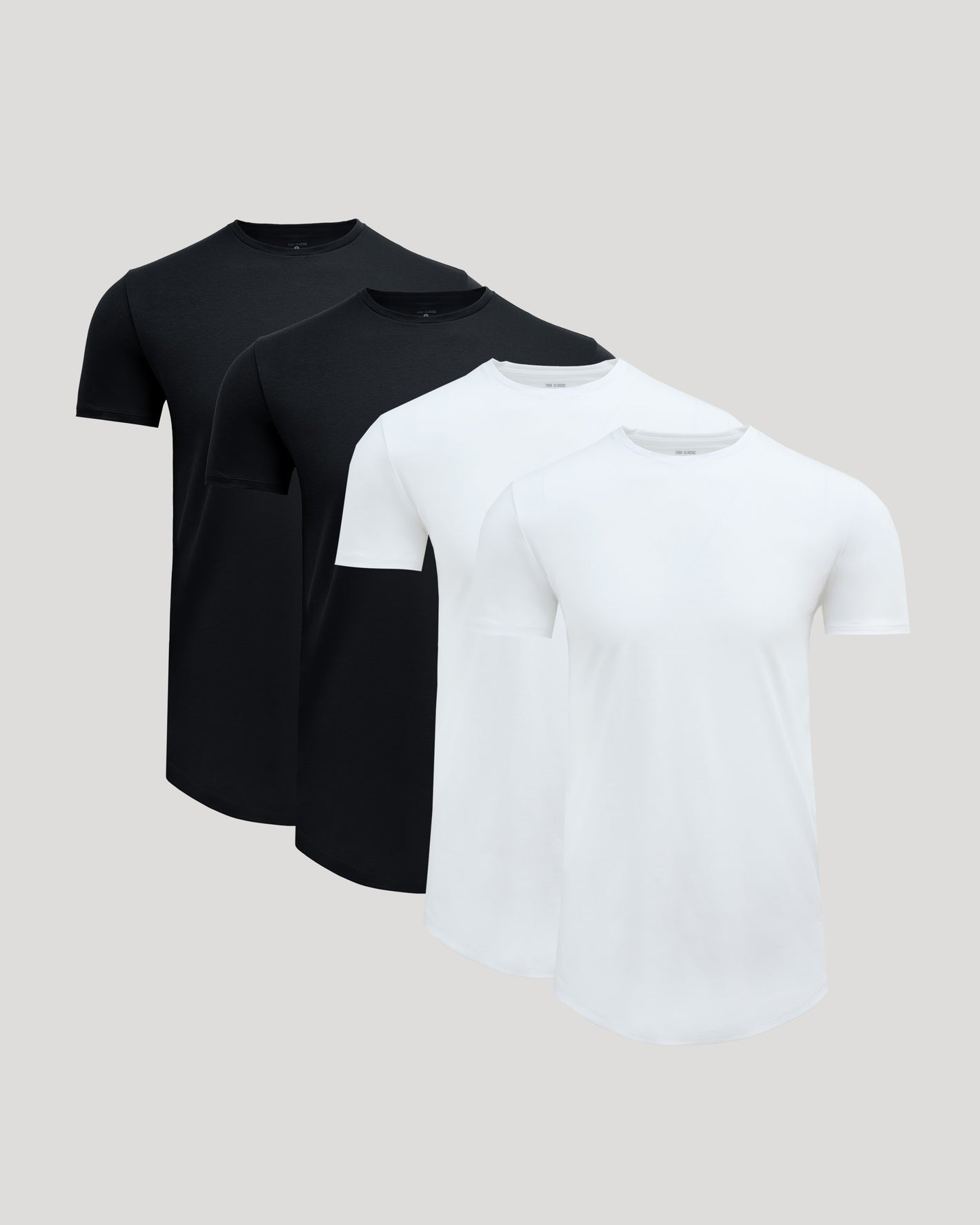 Black & White Tall Premium Pima Crew Curved Hem 4-Pack T-shirts.