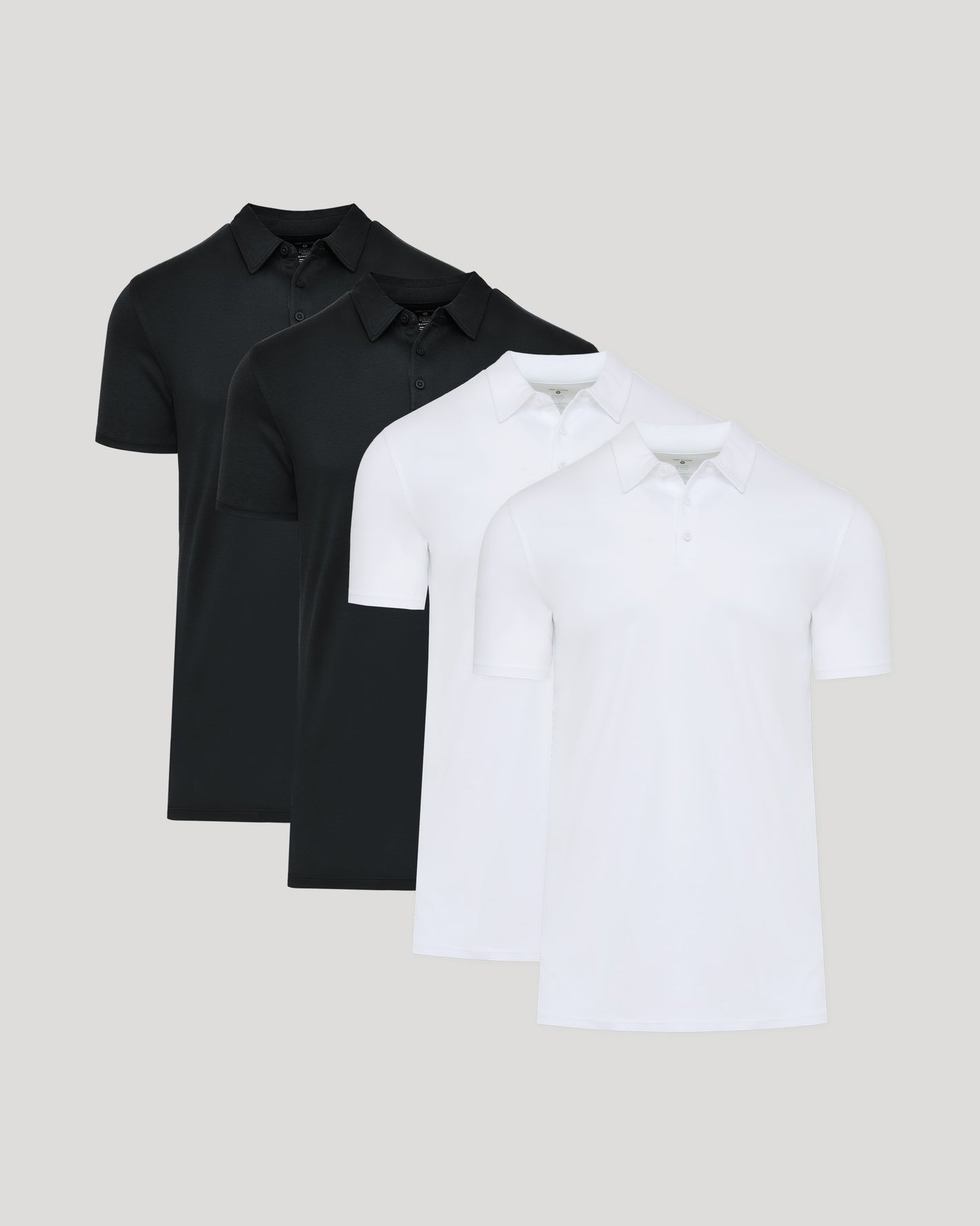 Black & White Tall Premium Pima Polo 4-Pack neatly displayed overlapping.