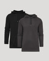 Black & Carbon Tall Waffle Hoodie 2-Pack showcasing cozy waffle knit texture.